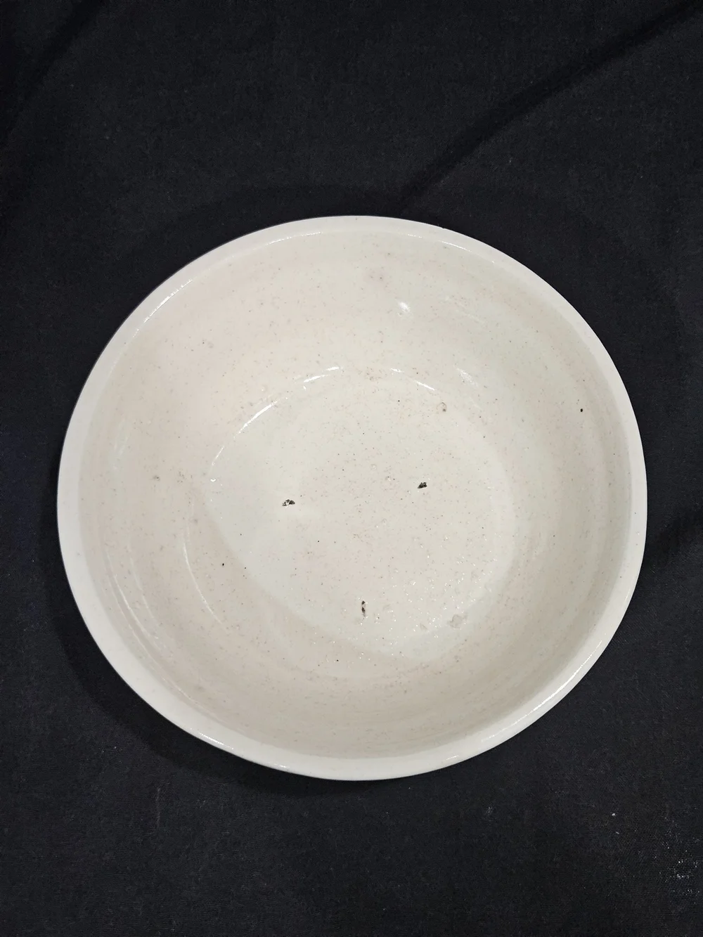 Vintage Stoneware Mixing Bowl Cream Ceramic Flared Rim Ribbed Farmhouse Ringware